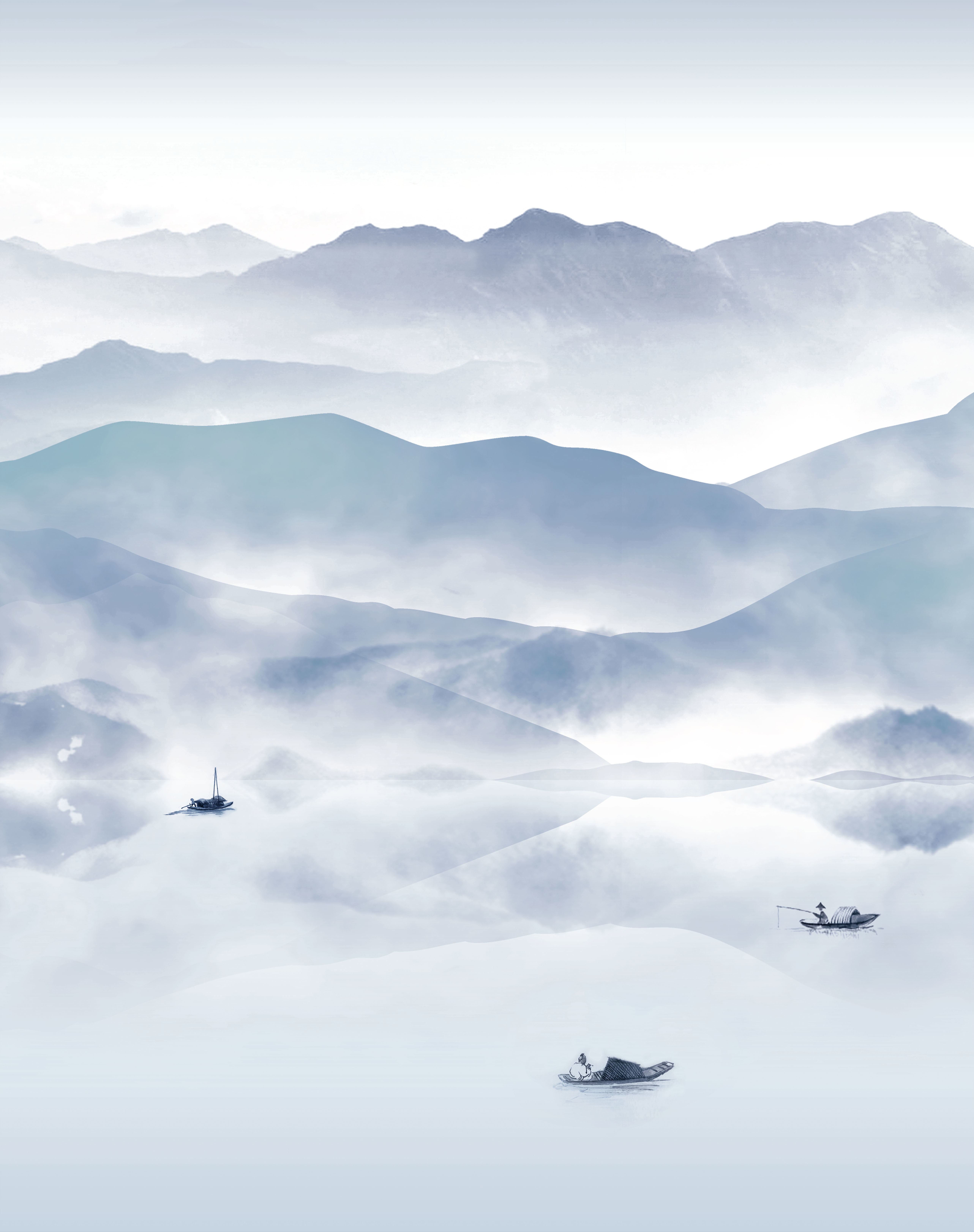 藍色山水背景
